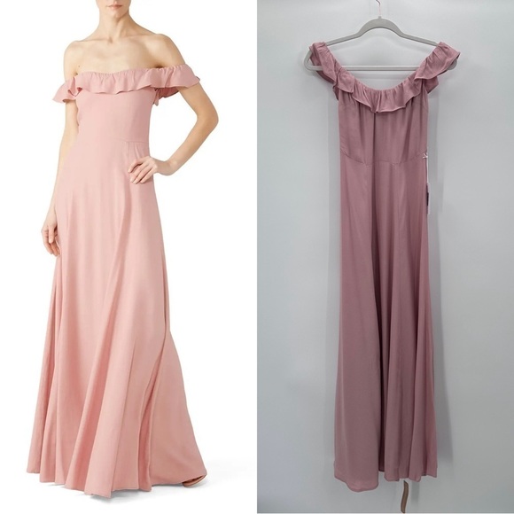 Reformation Blush Crepe Verbena Maxi Gown Dress Size 2P 2 Petite NEW - Picture 1 of 6